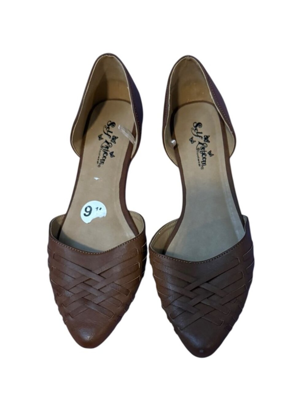 Self Esteem Brown Woven D’Orsay Flats – Women’s Size 9.5 Casual Pointed Toe Shoe